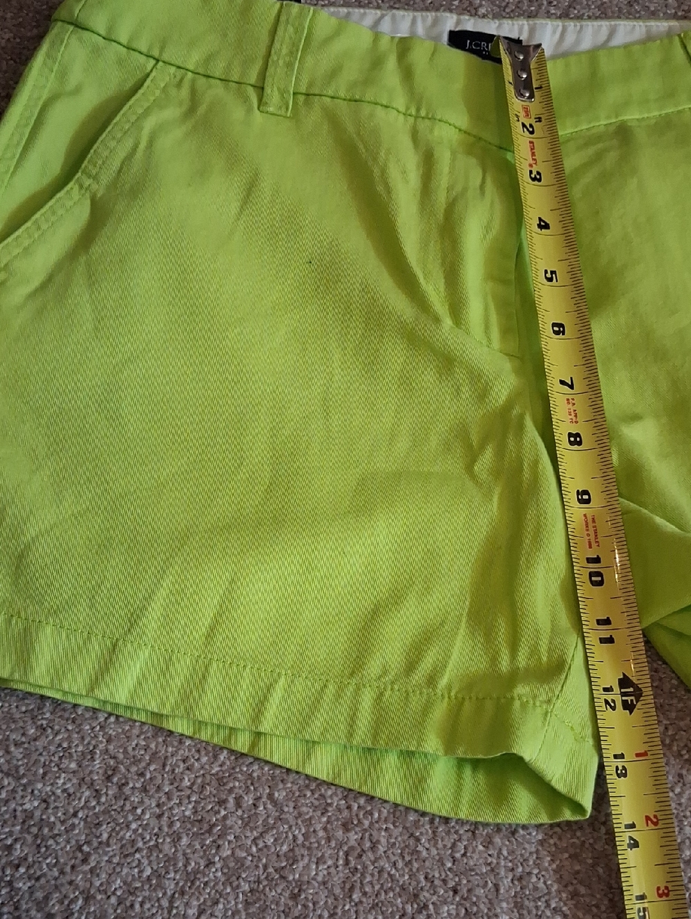 NWT J. Crew Neon Lime Chino Shorts. Bold, Trendy 8 - Picture 6 of 6